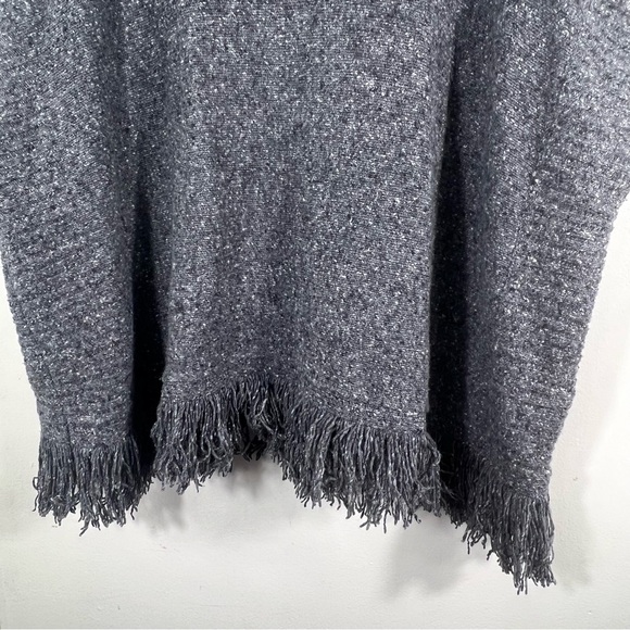Joie Wool Blend Gray Tweed Cowl Neck Tunic Sweater Poncho Sz M/L - Picture 7 of 11